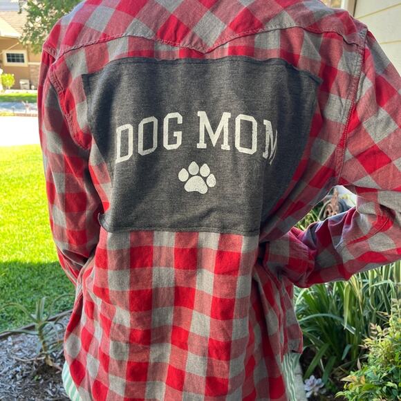 Upcycled Other - Dog Mom Flannel upcycled one of a kind size Medium unisex